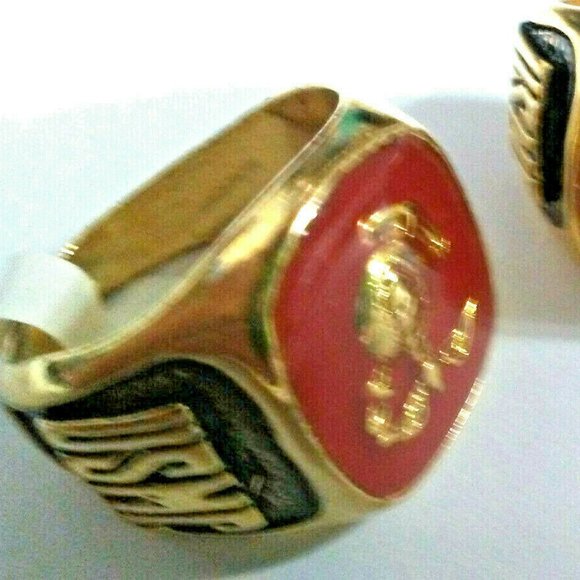 Marine Ring Red Military insignia Gold US Made NWT - Picture 3 of 9